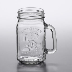 Jenkintown Mason Jar W/Handle Laser Cut Logo