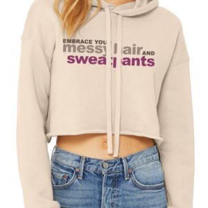 Messy Hair Cropped Fleece Hoodie